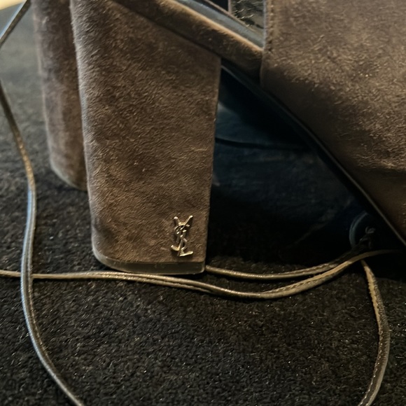 Saint Laurent grey suede stacked heel lace up shoe 39 - Picture 6 of 6